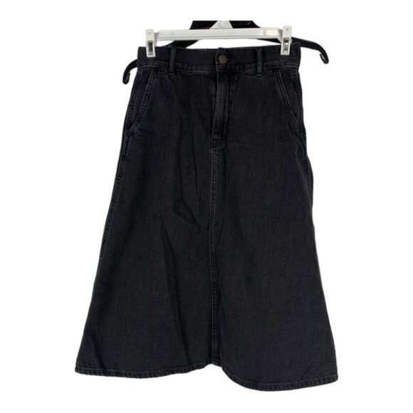 Madewell Womens Black Denim Midi Skirt Size 24 - Picture 1 of 9